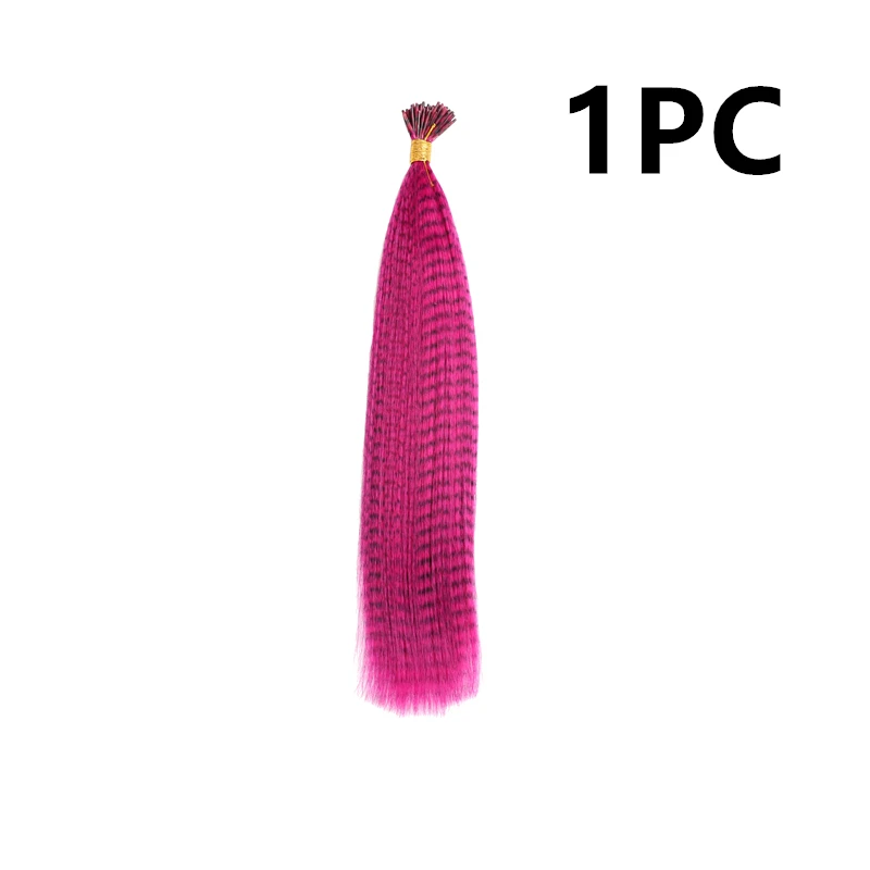 1PC Purple Red Набор из 10 шт. красочные очаровательные гризли перья для наращивания волос Длинные прямые парикмахерские принадлежности кольца со звеньями для волос - Цвет: 1PC Purple Red