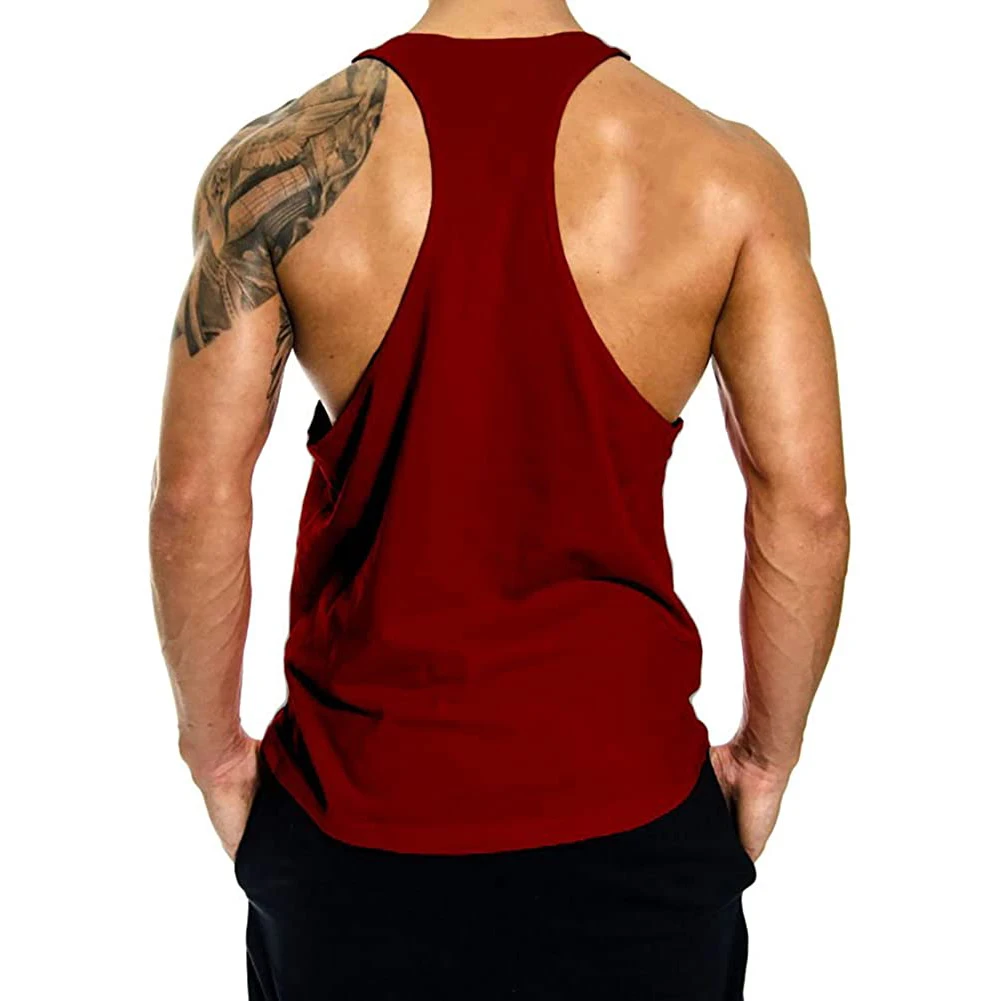 

Hot Sale Classical Men's Gym Cotton Beast Muscle Stringer Vest Sleeveless Vest Summer Solid color tank vest muscle Sportswear