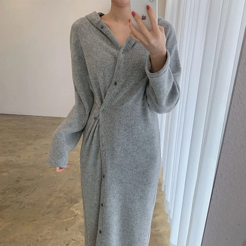 

Женское однобортное платье SuperAen, длинное облегающее платье с v-образным вырезом и регулируемой талией на зиму