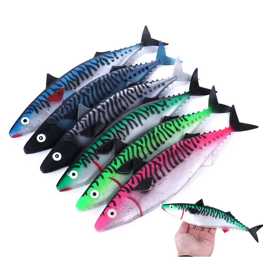 Enlarge 290mm Fishing Lure Bait Silicone Light Soft Lures For Fishing Jig Swimbait Shad Silicone Sea Bait Jigging Casting Wobblers