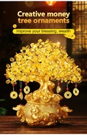 18cm lucky tree wealth yellow crystal tree natural lucky tree money tree ornaments bonsai style wealth luck feng shui ornaments