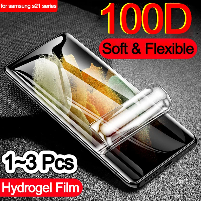 

1-3 pcs, hydrogel film for samsung s 21 soft glass s21 fe ultra samsung galaxy s21+ screen protector s21 plus samsung s21 ultra