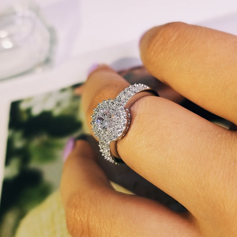 Рождество SoLove реальные 925 стерлингового серебра CZ камень обручальных колец anel