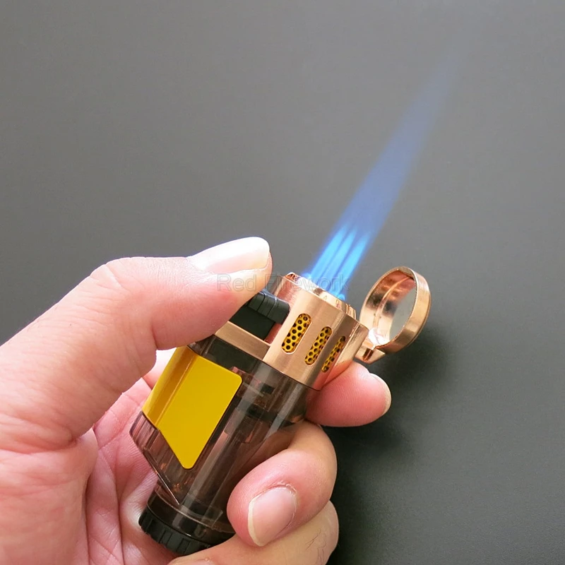 Гаджеты COHIBA Мужская прозрачная зажигалка водонепроницаемая с 3 струями пламени