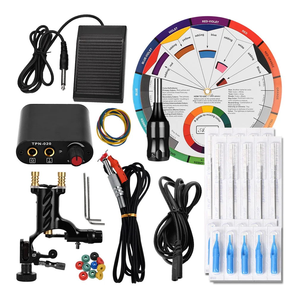 Набор для тату-машинки классический роторный тату-аппарат с крючками цветное