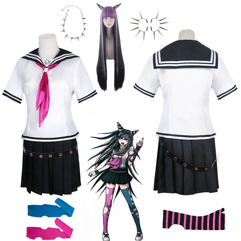 

Комплект с юбкой и длинным париком для школьницы Ibuki Mioda костюм для тематической вечеринки Dangan Ronpa 2