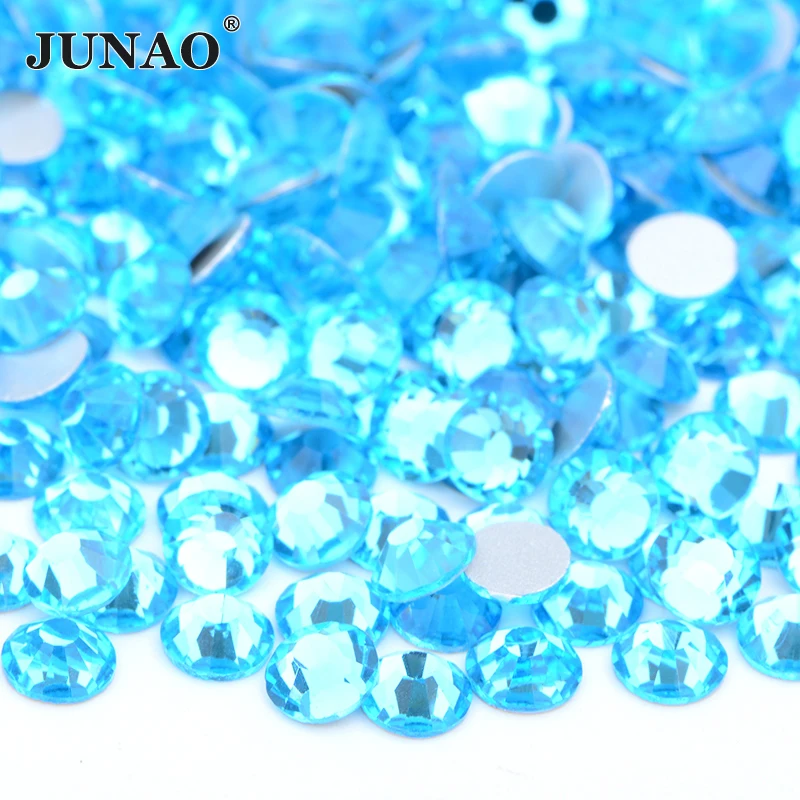 JUNAO ss6 ss8 ss12 ss20 красные Кристальные ногти Стразы круглые стеклянные бусины без