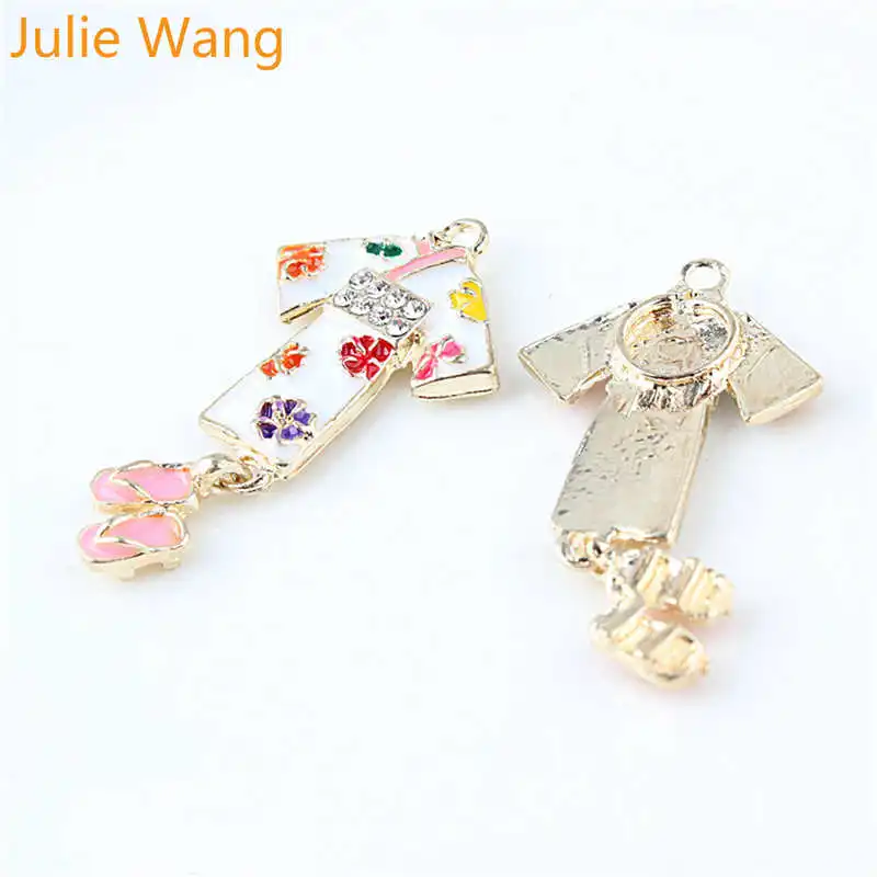 5 шт. эмалированные подвески кимоно Julie Wang для японской одежды сплав золотой цвет