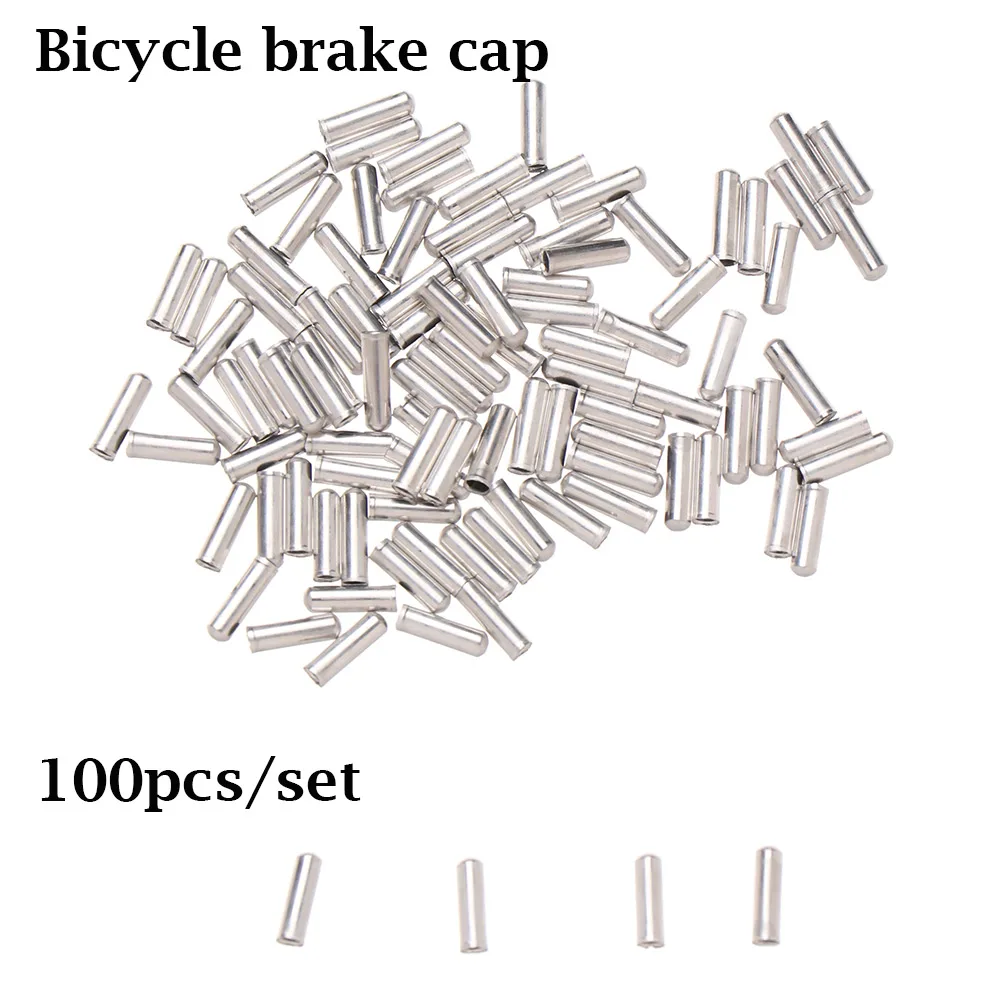 100 шт. серебристые колпачки для велосипедного троса | Спорт и развлечения