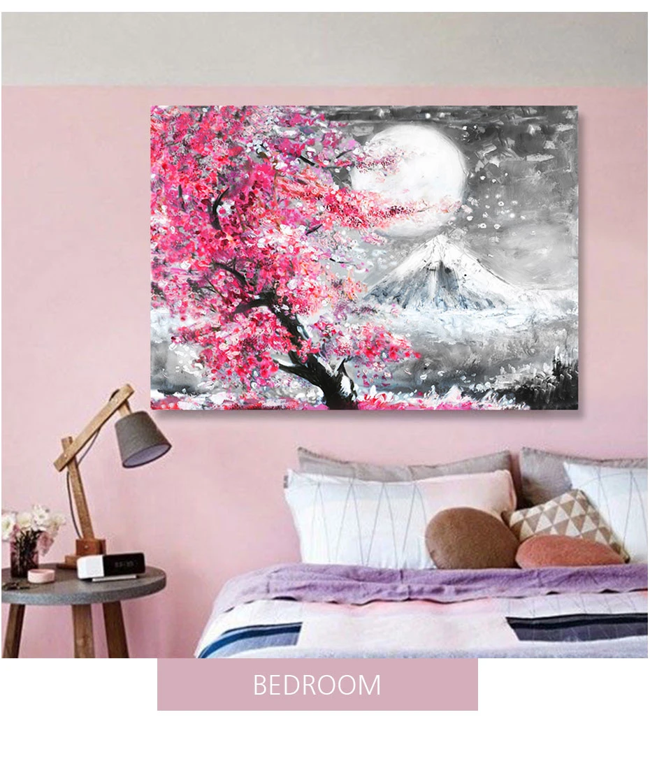 Крепление Fuji Cherry Blossom пейзаж Япония холст настенная живопись искусство плакат масляные принты картины для гостиной кухни домашний декор