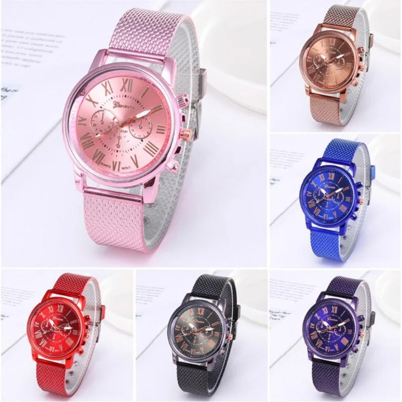 Foloy digital women watches Quality Fashion Geneva Roman Numerals Faux Leather Analog Quartz Ladies watch Bracelet Clock Gift