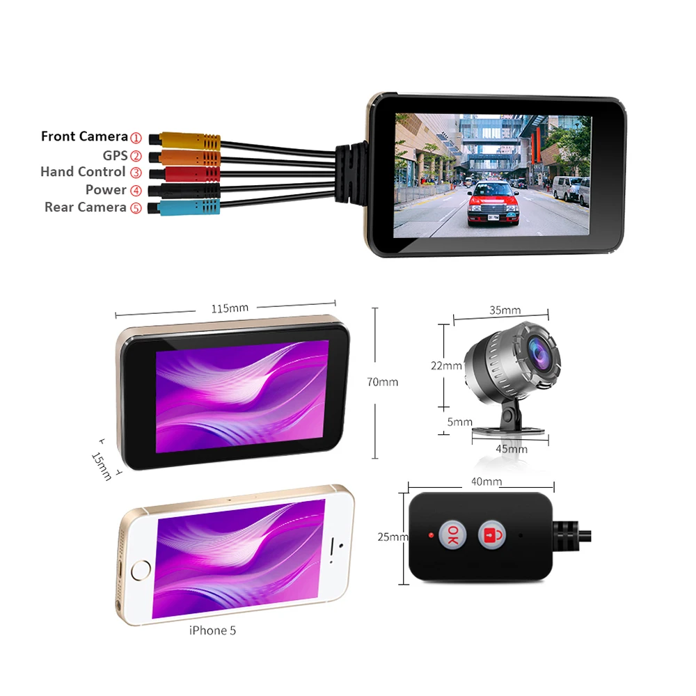 Мотоциклетный видеорегистратор с GPS Wi Fi HD 1080P| |
