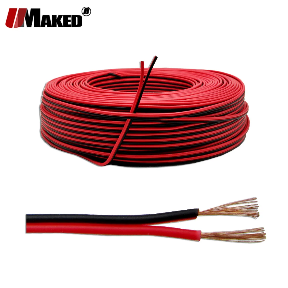 5 м 20 м 100 м 150 м 2Pin светодиодный кабель 22AWG, медный красный черный кабель 22 AWG Удлинительный провод для светодиодной ленты, ПВХ изолированный электронный провод