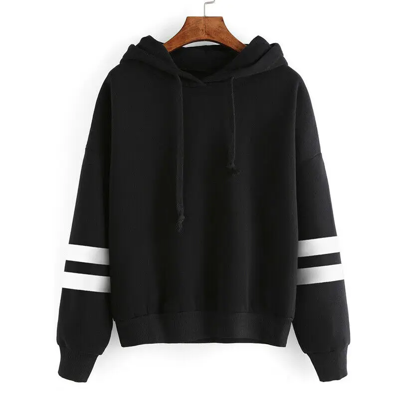 MeiHuiDa New Style Fashion Women Long Sleeve With Hat Hoodie Solid Jumper Hooded Pullover Top Patchwork