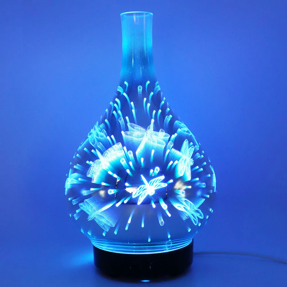 

7 Color Light 3D Glass Vase Aromatherapy Essential Oil Aroma Diffuser Changing and Waterless Auto Shut-off Cool Mist Humidifier