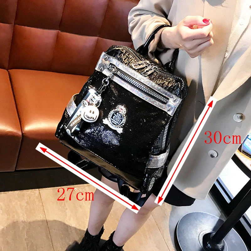 

Ita Sequin Leather Backpack Brand 2020 Luxury Designer Diamond Backpack School Bag Famous Back Pack Korea Dual-use Travel Bag