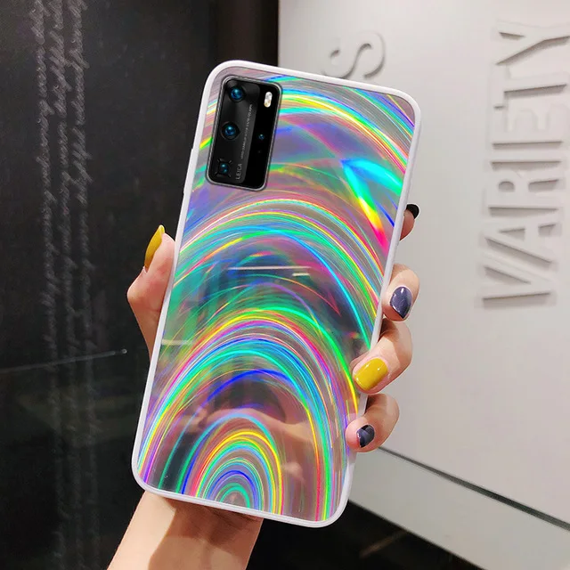 Rainbow Laser Mirror Glitter Case For Huawei Y5P Y6P Y7P 2020 P Smart Z Plus 2019 Y5 Y6 Y7 Y9 Prime Honor 9A 9C Cover | Мобильные
