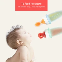 safety infant baby silicone feeding with spoon feeder fruit food nipple bits feeder pacifiers food rice cereal bottle