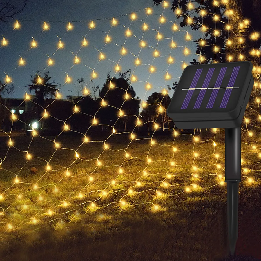 

Solar Net Mesh String Lights Outdoor Waterproof 200LEDs 8 Modes Fairy Light Christmas Wedding Garden Patio LED Twinkle Net Light