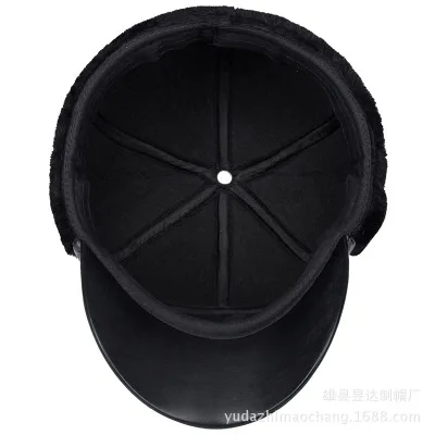 2020 new winter men's hat fashion imitation leather warm baseball cap outdoor leisure peak middle-aged and elderly ear c | Аксессуары