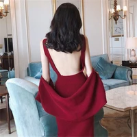 autumn winter retro sexy sweater dress suit lady temperament goddess knitted dress sets red women sweater two piece suit mujer