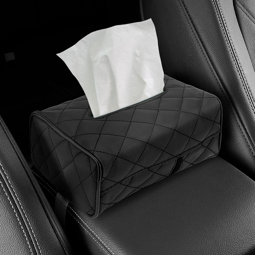 

Universal Car Tissue Box Case Leather Auto Toilet Paper Holder Case (Black) Auto Interior Storage Decoration Car Accessories
