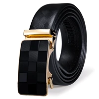 men leather belt classic black belts with gold automatic buckle quality bussines male hommen waistband for jeans trousers