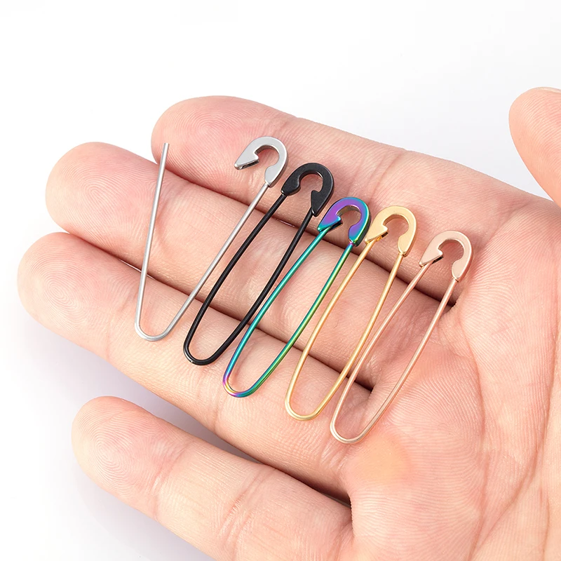 

HONGTU Stainless Steel Safety Pin Long Stud Earrings for Women Men Personality 18G Eyebrow Ear Piercing Clip Cuff Jewelry Gift