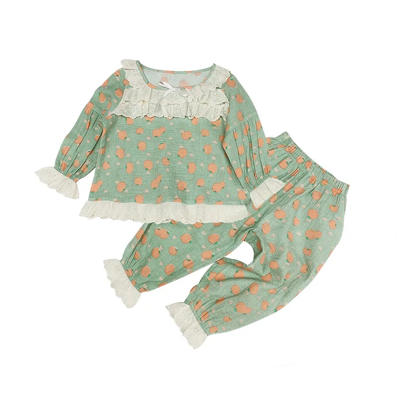 

Family Matching Pajamas Cartoon Fruit Printed Adult Kid Family Sleepwear Pj's Set Mommy and Me Clothes Lace Homewear Suit