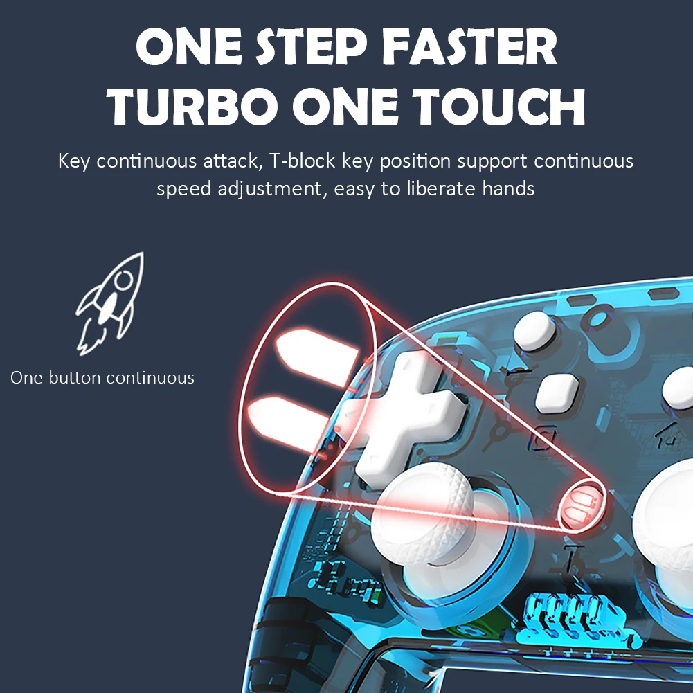 Беспроводной геймпад джойстик прозрачный Вибрационный соматосенсорный Bluetooth