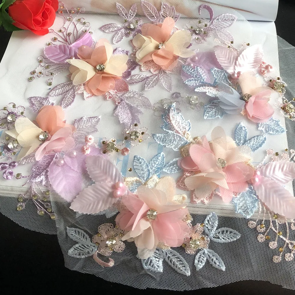 SASKIA 1 шт. вышитое 3d платье с вышитыми цветами жемчугом кружевной аппликацией в