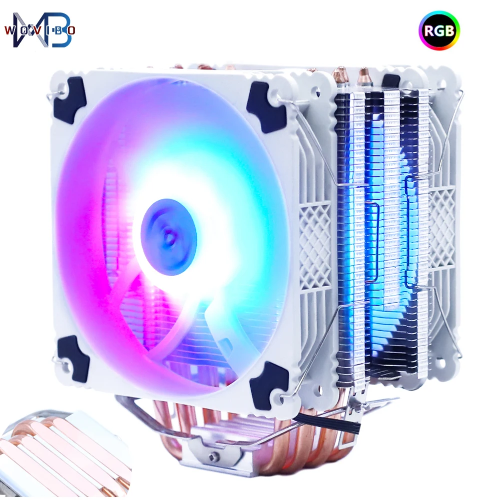 Wovibo Процессор кулер вентилятор Ventilador 120 мм RGB охлаждающий Ventilateur для Intel 1150 1151 1155 1200