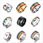 Новинка 2020, мужское и женское Радужное красочное ЛГБТ-кольцо, обручальное кольцо из нержавеющей стали, кольца Lebian  геев, Прямая поставка