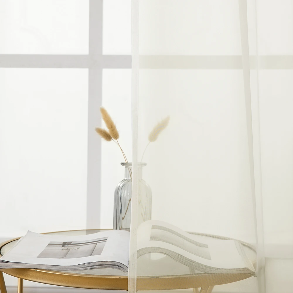 Современные тюлевые шторы для гостиной однотонные льняные прозрачные спальни