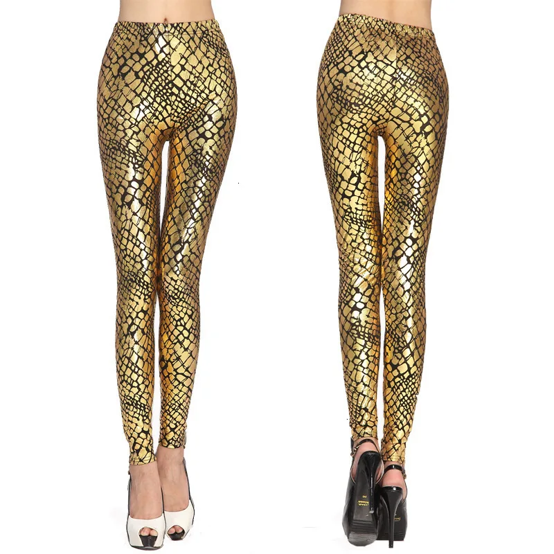 ms ragdoll Sexy Shiny Gold Snake Print Causal Push Up Leggings Women High Elastic Waist Fitness Leggins Mujer Skinny Pant Autumn | Женская