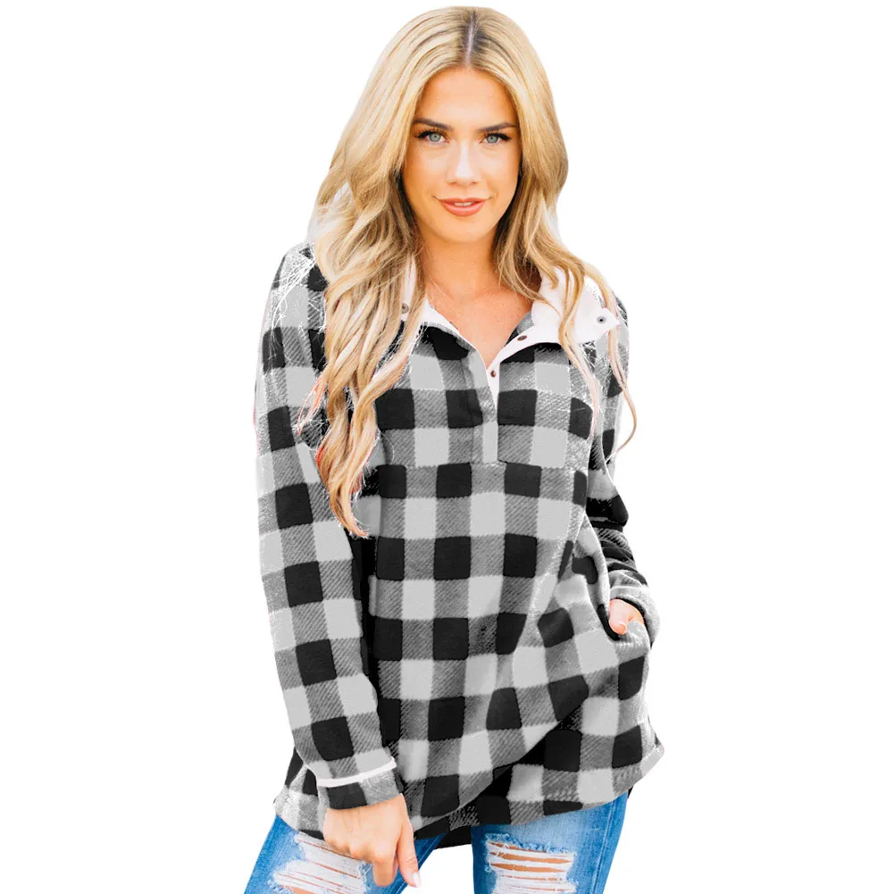

Hoodie Women's New Style Autumn and Winter in Europe and America Loose Women's Long Sleeve Sweatshirt Pullover Stand-Collar Plai