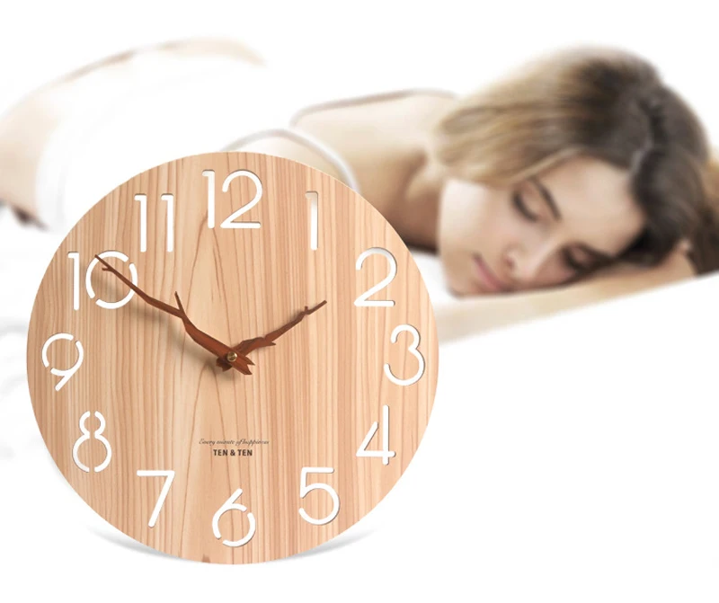 Large Wall Clock Wooden 3D Modern Design Watches Home Decor Art Hollow Watch 12 Inch reloj de pared | Дом и сад