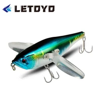 letoyo popper fishing lure 114mm 32g floating crawler stainless steel wings robot fish high frequency swing acoustic vib lure