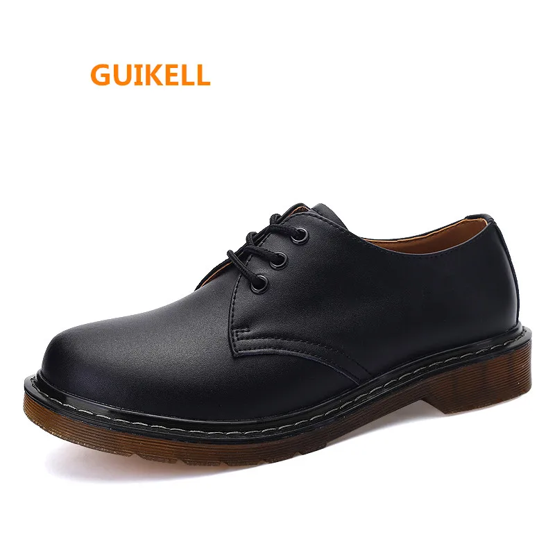 

GUIKELL Yellow Threads Men Shoes Mens Boots Martins Business Man Leather Ankle Boot Fashion Male Wedding Waterproof Casual