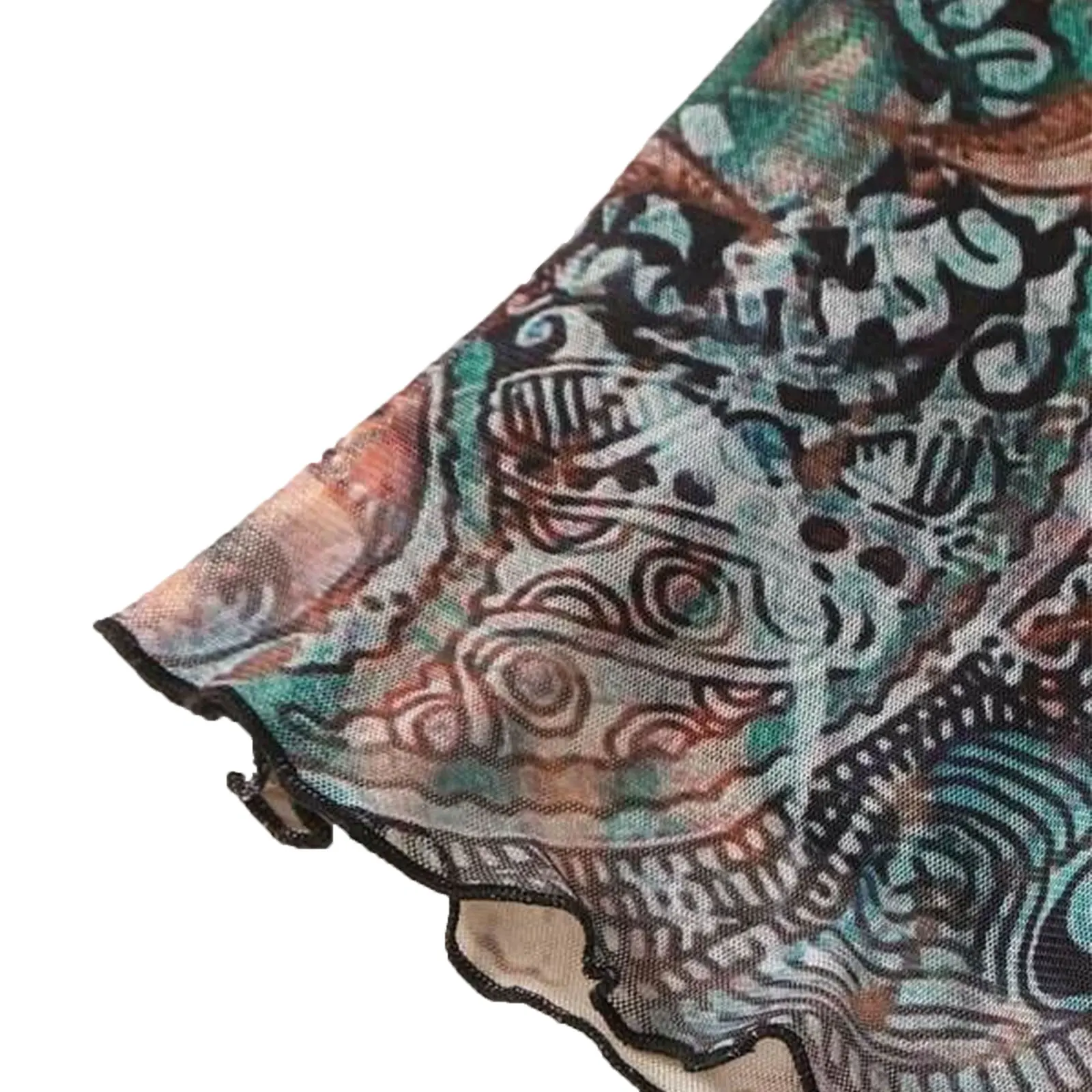 

Summer Mini Skirt Women Mesh Bodycon Skirt Printed High Waist Double Layer Casual Female Short Skirt