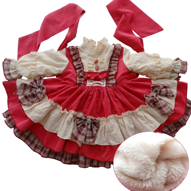 

Детское флисовое бальное платье для девочек, зимнее утепленное ретро-платье лолиты в испанском стиле