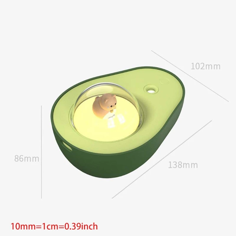 

210ML Avocado Humidifier Office Desktop Bedroom USB Night Light Water Diffuser