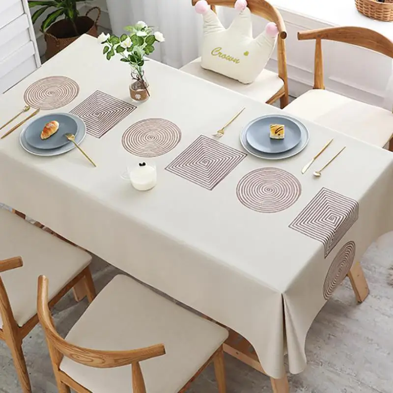 

Rectangular Tablecloth Waterproof Modern Tea Mat Free Wash Pvc Light Luxury Cloth Anti Scald Oil Nordic Simple Livingroom Lovely