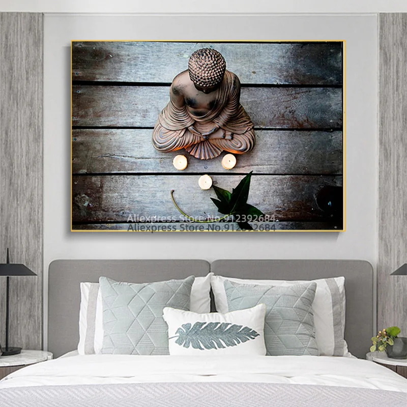 Настенный постер с изображением буддистских цветов черного и белого цвета -