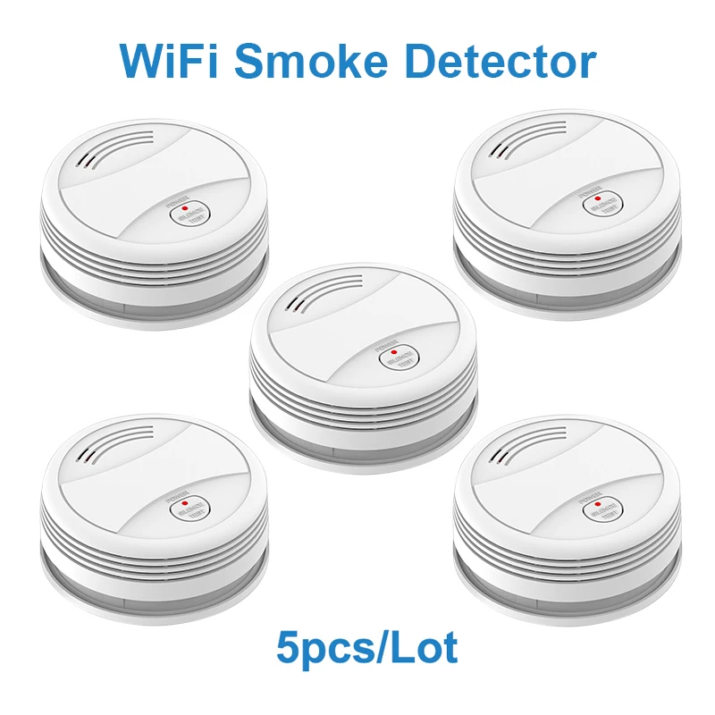 SM05W 5 шт./лот Tuya WiFi датчик дыма детектор умный жизнь приложение пожарной