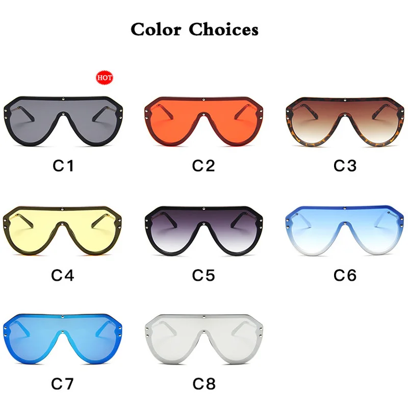 

Flat Pilot Outside Sunglasses Classic One Piece Glasses woman Men Brand Ladies Sunglasses Unique Integrated Trendy SquareEyewear