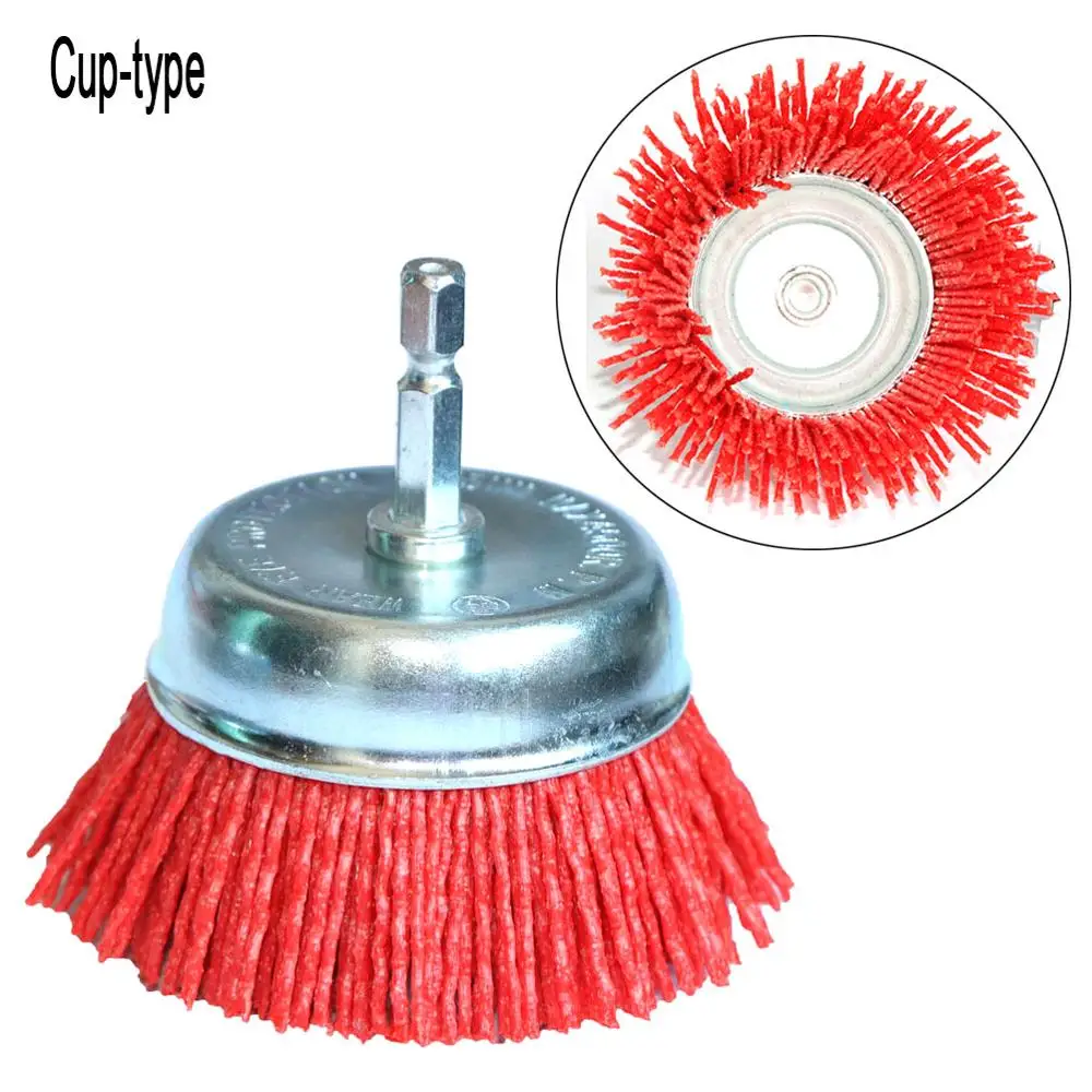 

1Pc Nylon Cup Brush 2.5"/3Inch/4" Abrasive Wire Wheel Brush for Drill Rotary Tool Wood Polishing Deburring Cleaning 1/4" Shank