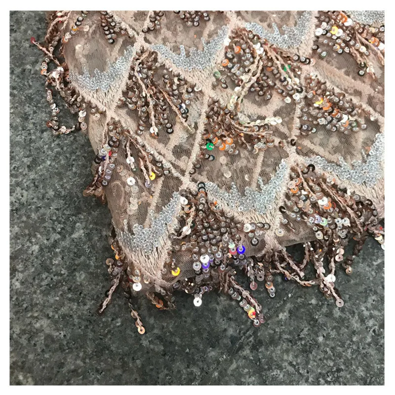 ТКАНЕВОЕ женское платье Lace135 с кисточками и пайетками из ткани сетчатые пряжи для