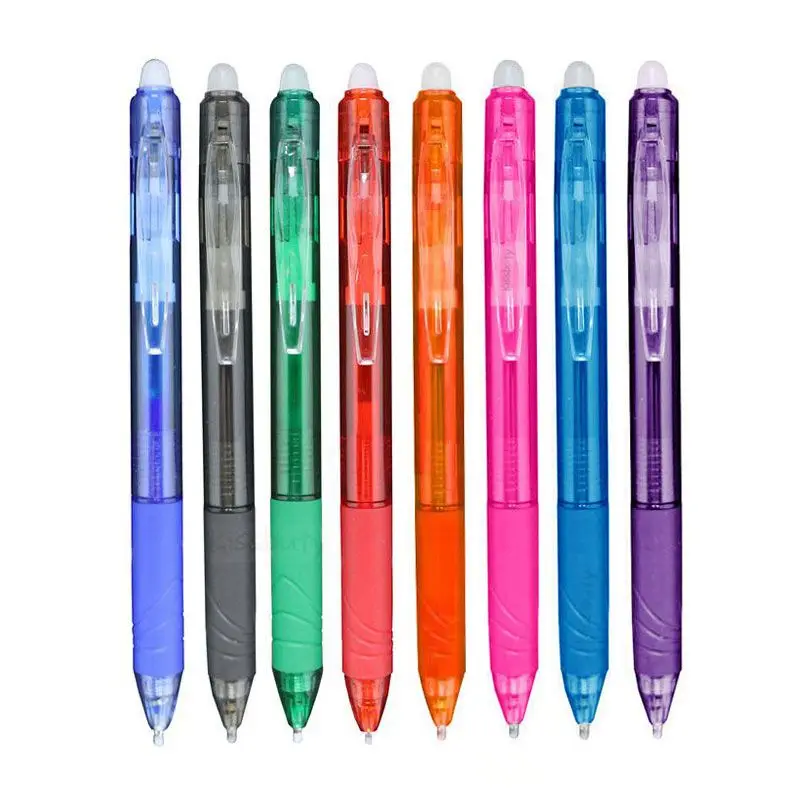 07mm Magic Erasable Pen Press Gel Pen Set 8 Colors Erasable Refill Rod Gel Ink Stationery Retractable Pens Washable Handle Rod