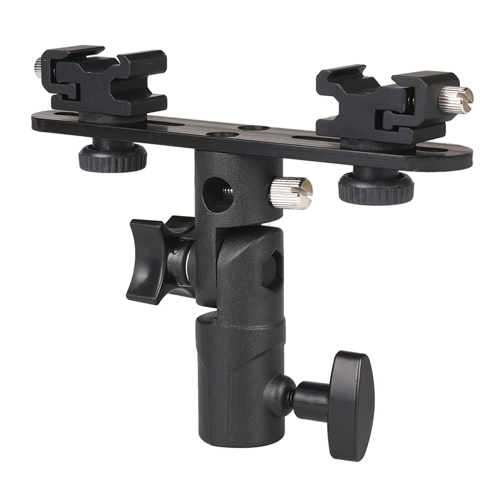 

2 Hot Shoe Mounts Camera Flash Bracket Umbrella Holder Stand For Canon Nikon Sony Speedlite Monitor Microphone Monitor Camcorder